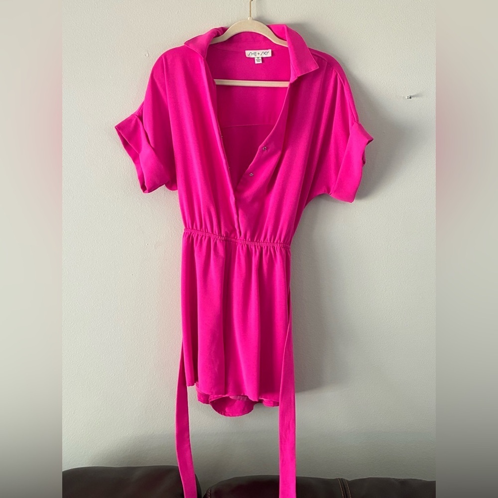 She + Sky Fuchsia Romper